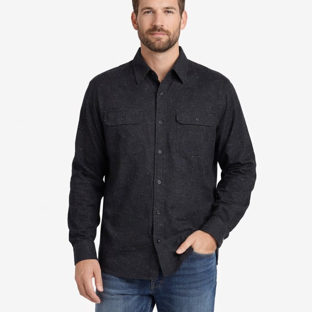 Saturdays Surf New York City Black Speckled Woven Cotton Buttoned Shirt Size XL
